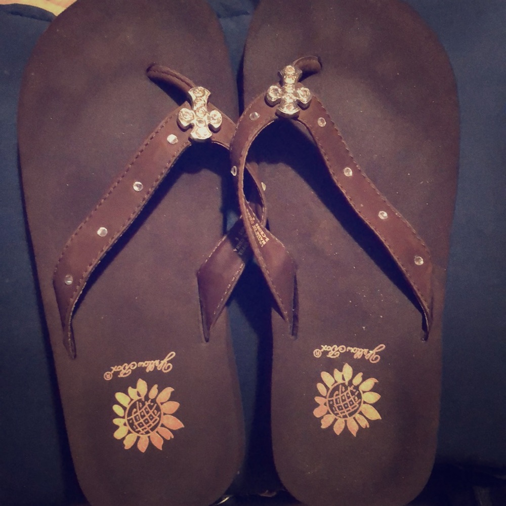 yellow box flip flops